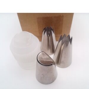 Pridebit Cupcake Decorating Tip Set 3 Stainless Steel Icing Tips & Coupler New